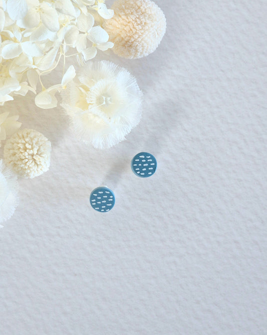 Tiny Blue Dash Stud Earrings
