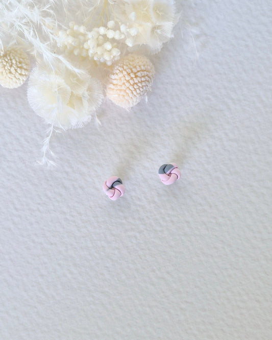Garden Pink + Green Knotted Stud Earrings