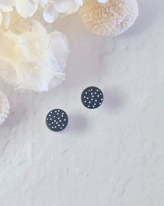 Tiny Navy Spot Stud Earrings