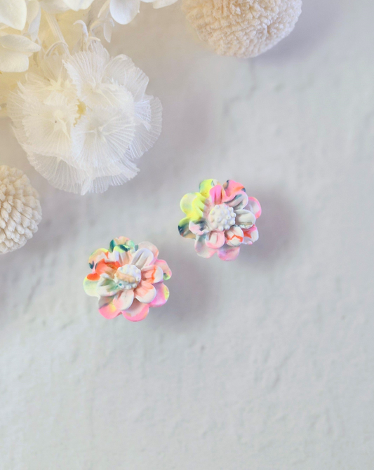 Flower Pink Sunrise Stud Earrings