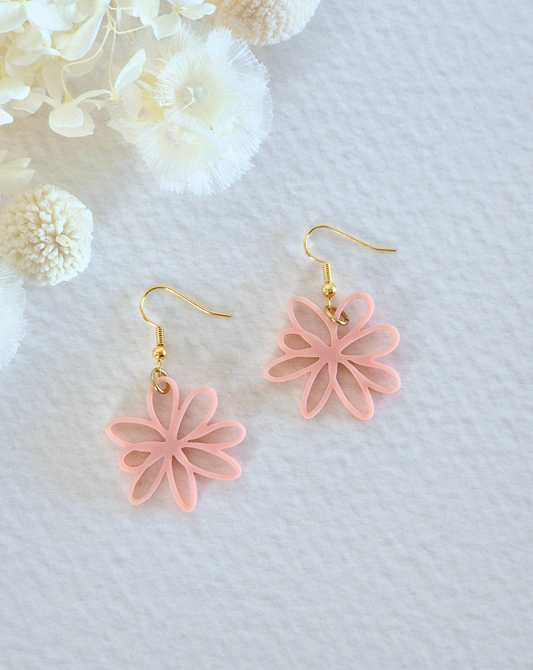 Bloom Blush Pink Daisy Dangle Earrings